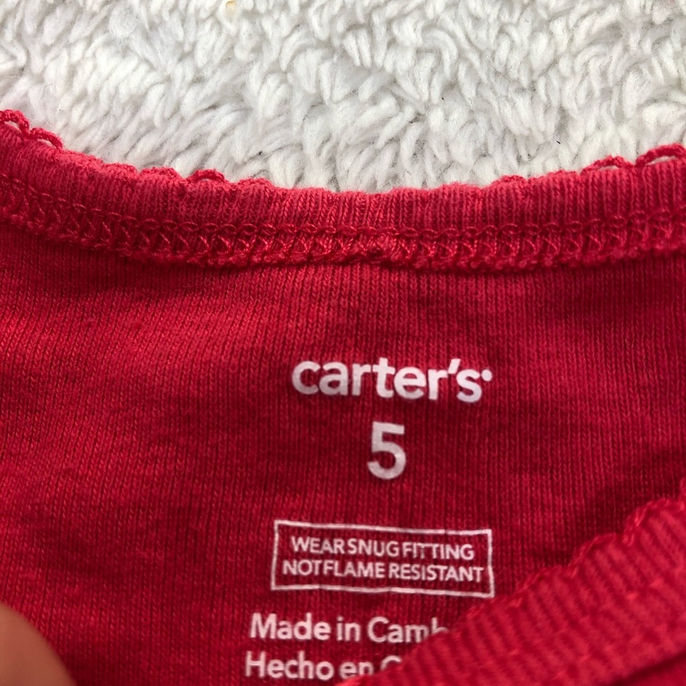 Carter’s girls size 5 pajamas 3 piece set - Picture 7 of 8